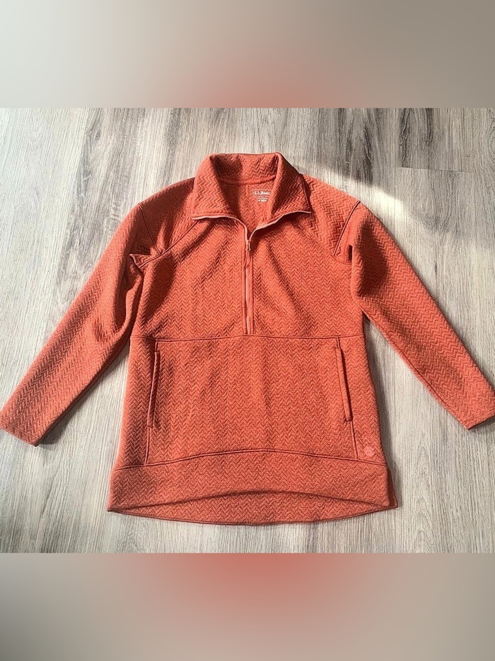 L.L.Bean Women Quilted Half-Zip Pullover Sunset Coral Small Regular Flexforward